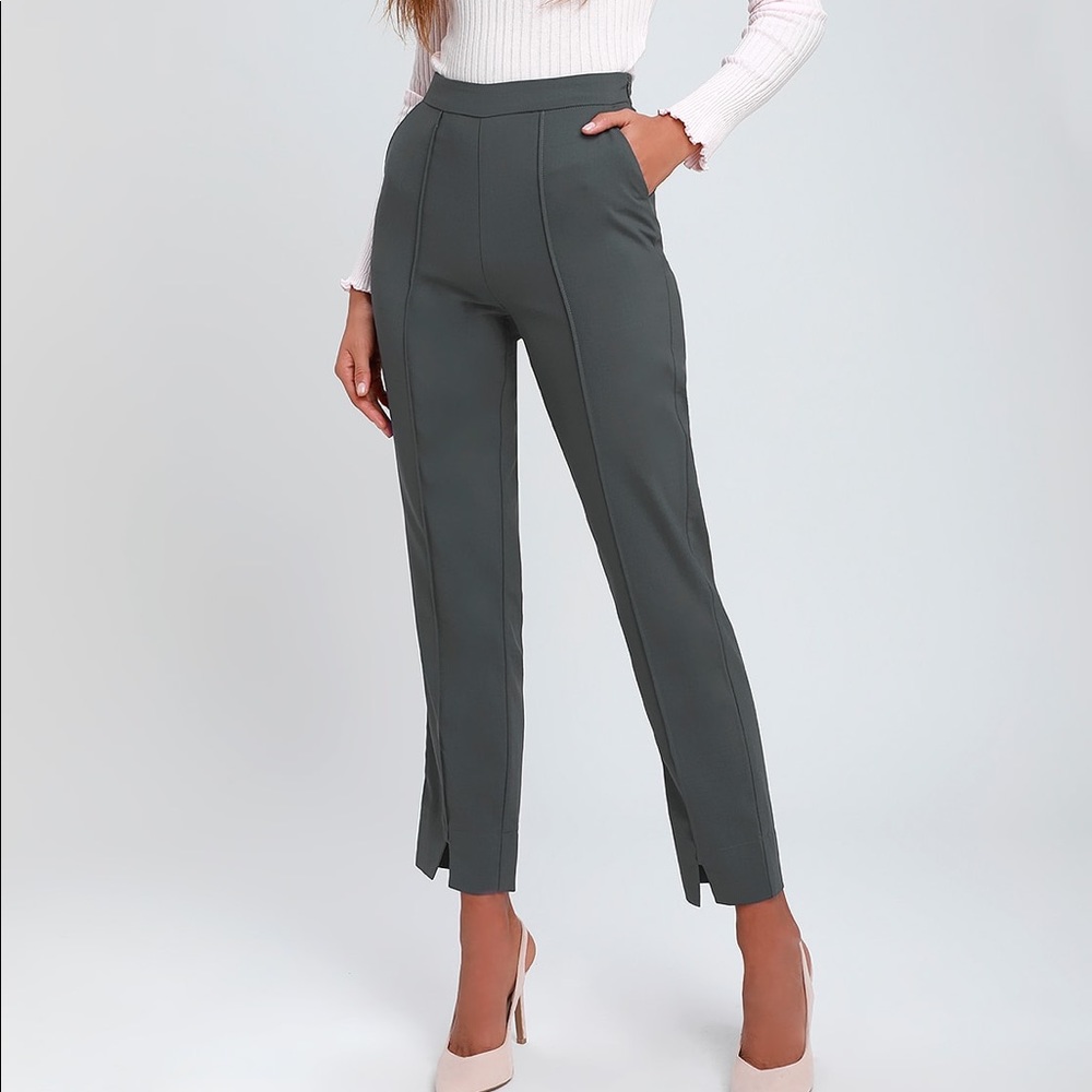 Lulus Aisha Charcoal Gray Trouser Pants - NWOT
